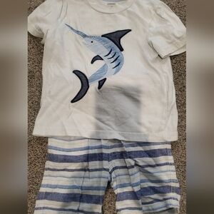 Gymboree White and Blue Nautical Pajama Set